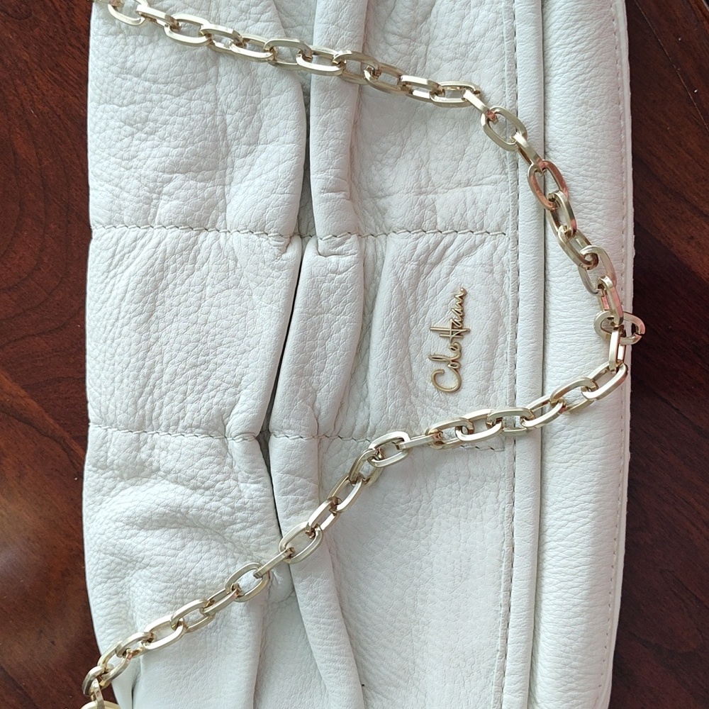 Cole Haan Off White Leather Clutch/Shoulder Bag - Picture 4 of 6
